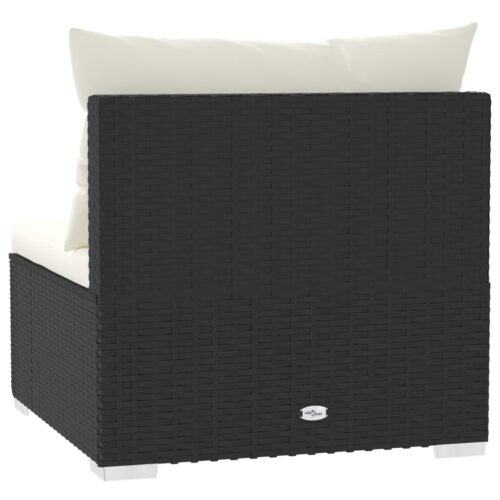 4-Seater Sofa with Cushions Black Poly Rattan Wicker Outdoor Patio Furniture - Image 6