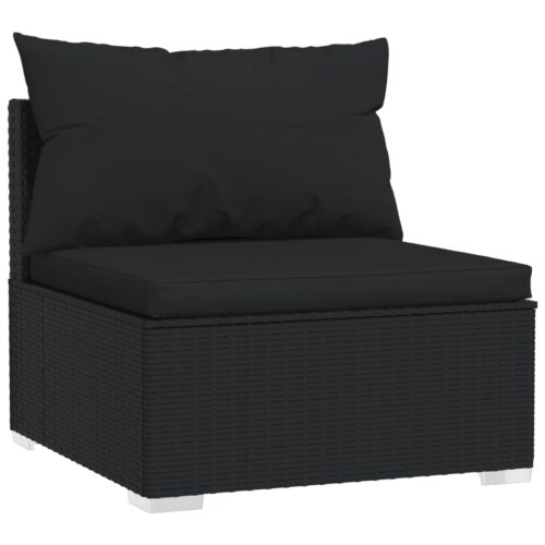 4-Seater Sofa with Cushions Black Poly Rattan Wicker Outdoor Patio Furniture - Image 3