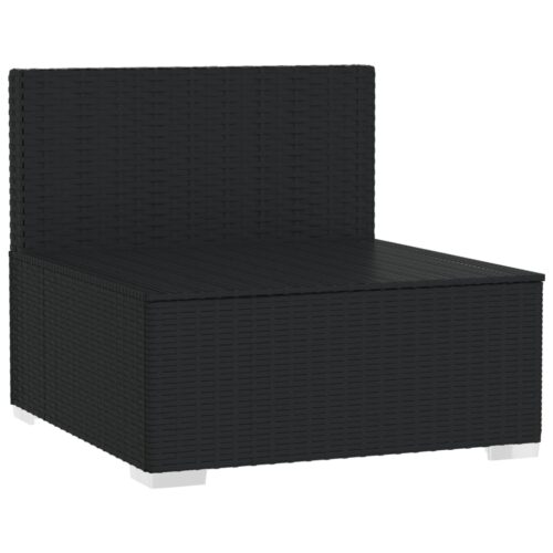 4-Seater Sofa with Cushions Black Poly Rattan Wicker Outdoor Patio Furniture - Image 4
