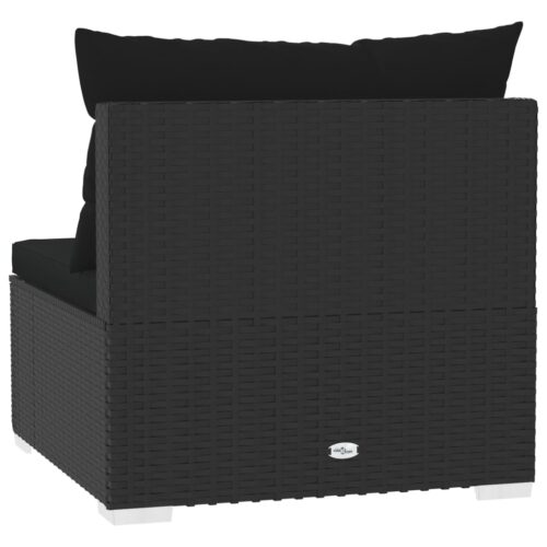 4-Seater Sofa with Cushions Black Poly Rattan Wicker Outdoor Patio Furniture - Image 6