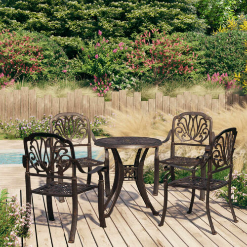 5-Piece Bistro Set Cast Aluminium Bronze - Image 2
