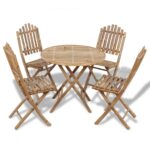 5-Piece Folding Outdoor Dining Set Bamboo