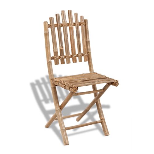 5-Piece Folding Outdoor Dining Set Bamboo - Image 3