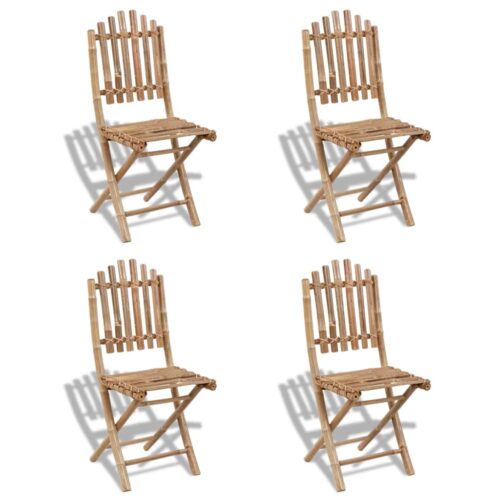 5-Piece Folding Outdoor Dining Set Bamboo - Image 4