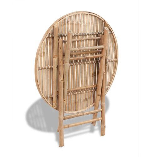 5-Piece Folding Outdoor Dining Set Bamboo - Image 5