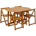 5-Piece Folding Outdoor Dining Set Solid Acacia Wood