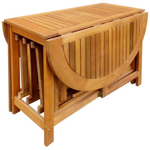 5-Piece Folding Outdoor Dining Set Solid Acacia Wood - Image 5