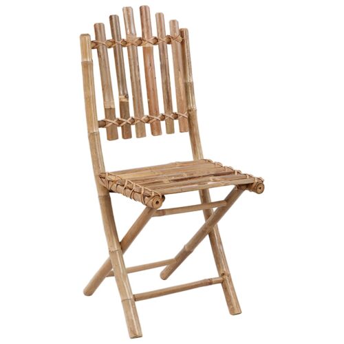 5-Piece Folding Outdoor Dining Set with Cushions Bamboo - Image 4