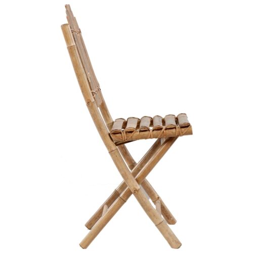 5-Piece Folding Outdoor Dining Set with Cushions Bamboo - Image 6