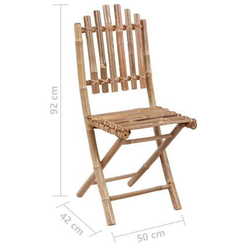 5-Piece Folding Outdoor Dining Set with Cushions Bamboo - Image 10