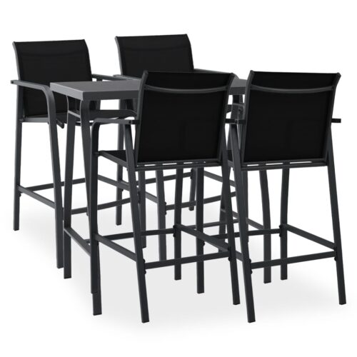 5-Piece Garden Bar Set Black
