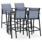 5-Piece Garden Bar Set Black Grey