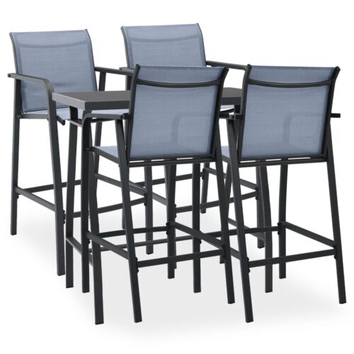 5-Piece Garden Bar Set Black Grey