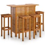 5-Piece Garden Bar Set Wood Timber Outdoor Patio Furniture Acacia