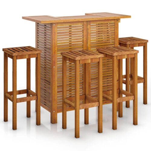 5-Piece Garden Bar Set Wood Timber Outdoor Patio Furniture Acacia