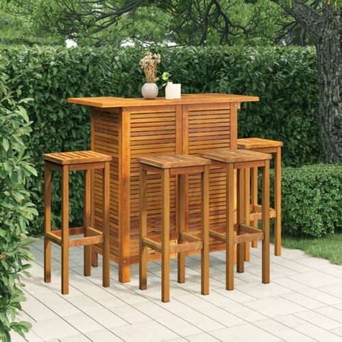 5-Piece Garden Bar Set Wood Timber Outdoor Patio Furniture Acacia - Image 2