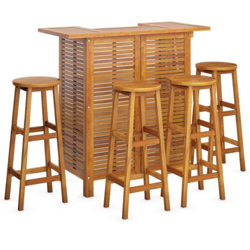 5-Piece Garden Bar Set Wood Timber Outdoor Patio Furniture Acacia - Image 3