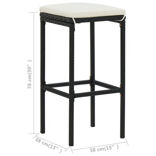 5-Piece Garden Bar Set with Cushions Black - Image 9