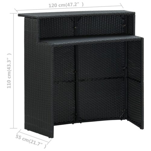 5-Piece Garden Bar Set with Cushions Black - Image 8