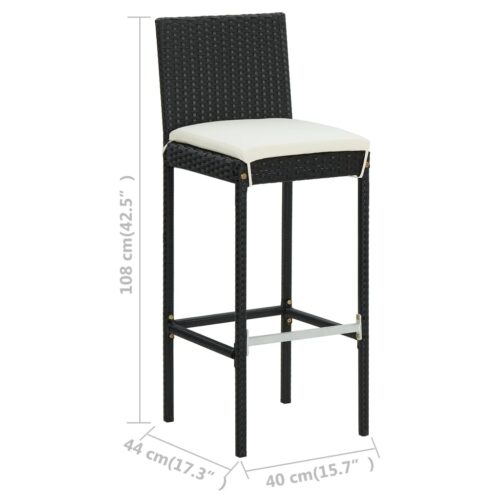 5-Piece Garden Bar Set with Cushions Black - Image 9
