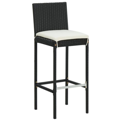 5-Piece Garden Bar Set with Cushions Black - Image 9