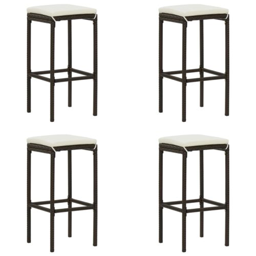 5-Piece Garden Bar Set with Cushions Brown - Image 8