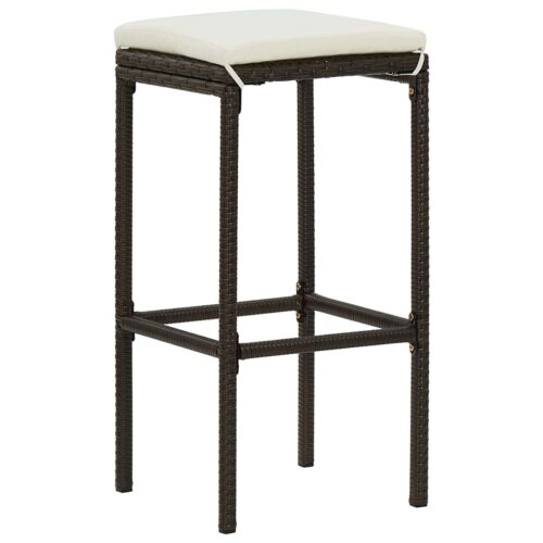5-Piece Garden Bar Set with Cushions Brown - Image 9