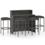 5-Piece Garden Bar Set with Cushions Grey