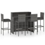 5-Piece Garden Bar Set with Cushions Grey