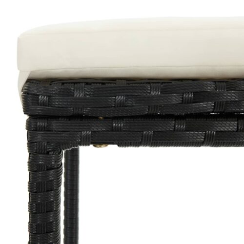 5-Piece Garden Bar Set with Cushions Poly Rattan Wicker Outdoor Patio Furniture Black - Image 10