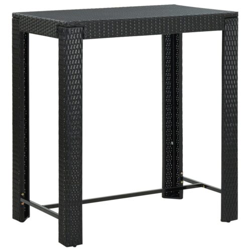 5-Piece Garden Bar Set with Cushions Poly Rattan Wicker Outdoor Patio Furniture Black - Image 8