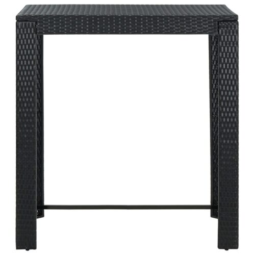5-Piece Garden Bar Set with Cushions Poly Rattan Wicker Outdoor Patio Furniture Black - Image 9