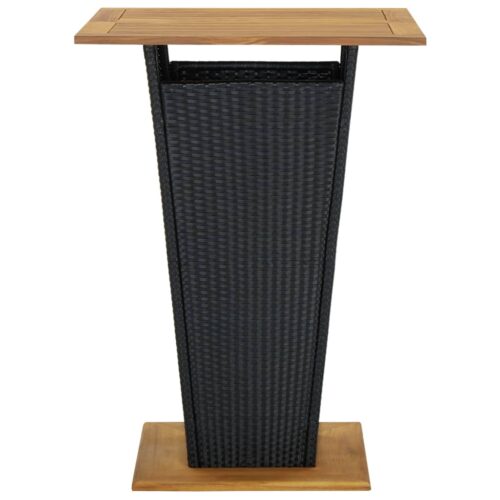 5-Piece Garden Bar Set with Cushions Poly Rattan Wicker Outdoor Patio Furniture Black - Image 4