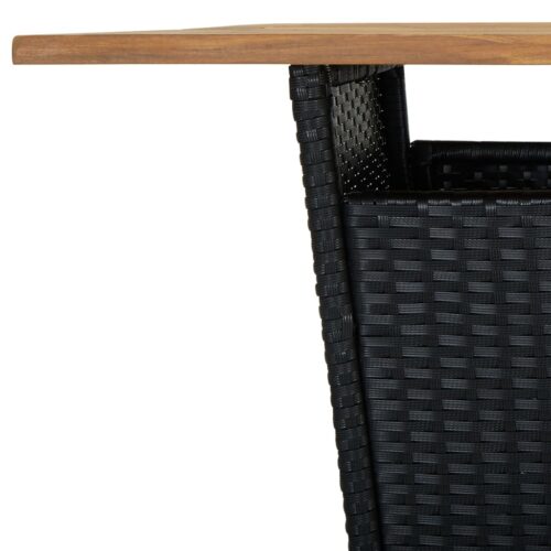5-Piece Garden Bar Set with Cushions Poly Rattan Wicker Outdoor Patio Furniture Black - Image 7