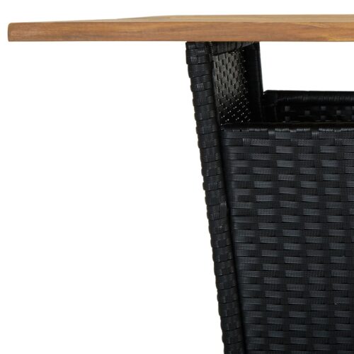 5-Piece Garden Bar Set with Cushions Poly Rattan Wicker Outdoor Patio Furniture Black - Image 7