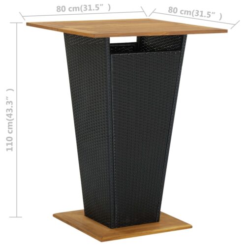 5-Piece Garden Bar Set with Cushions Poly Rattan Wicker Outdoor Patio Furniture Black - Image 11