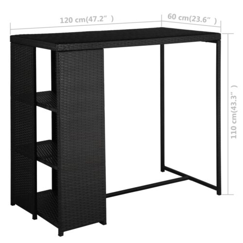 5-Piece Garden Bar Set with Cushions Poly Rattan Wicker Outdoor Patio Furniture Black - Image 7