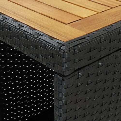 5-Piece Garden Bar Set with Cushions Poly Rattan Wicker Outdoor Patio Furniture Black - Image 4