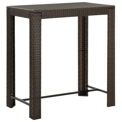 5-Piece Garden Bar Set with Cushions Poly Rattan Wicker Outdoor Patio Furniture Brown - Image 8