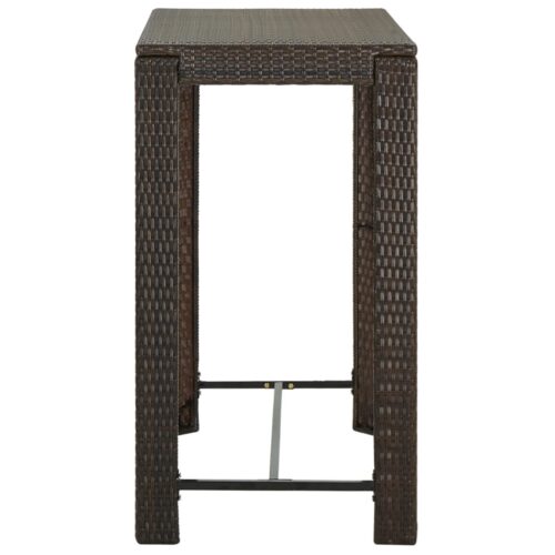 5-Piece Garden Bar Set with Cushions Poly Rattan Wicker Outdoor Patio Furniture Brown - Image 10