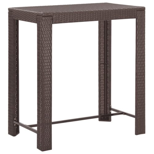 5-Piece Garden Bar Set with Cushions Poly Rattan Wicker Outdoor Patio Furniture Brown - Image 6