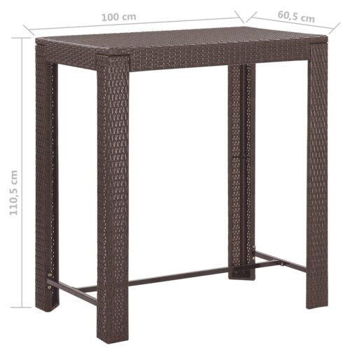 5-Piece Garden Bar Set with Cushions Poly Rattan Wicker Outdoor Patio Furniture Brown - Image 9