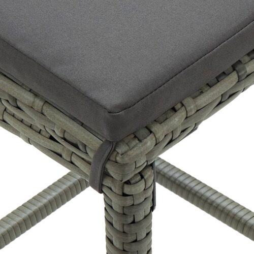 5-Piece Garden Bar Set with Cushions Poly Rattan Wicker Outdoor Patio Furniture Grey - Image 10