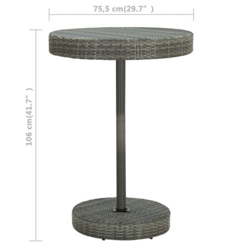 5-Piece Garden Bar Set with Cushions Poly Rattan Wicker Outdoor Patio Furniture Grey - Image 11