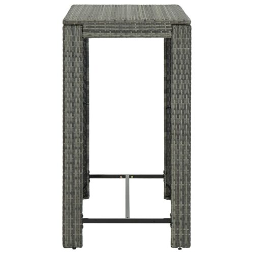 5-Piece Garden Bar Set with Cushions Poly Rattan Wicker Outdoor Patio Furniture Grey - Image 10
