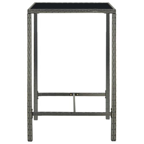 5-Piece Outdoor Bar Set Garden Patio Dining Stools Chairs Table Rattan Grey - Image 5