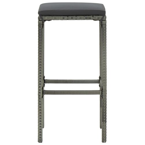 5-Piece Outdoor Bar Set Garden Patio Dining Stools Chairs Table Rattan Grey - Image 8