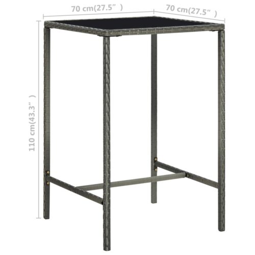5-Piece Outdoor Bar Set Garden Patio Dining Stools Chairs Table Rattan Grey - Image 11