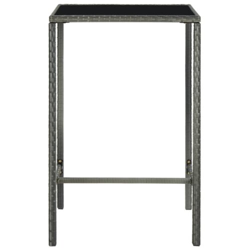5-Piece Garden Bar Set with Cushions Poly Rattan Wicker Outdoor Patio Furniture Grey - Image 4