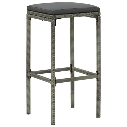 5-Piece Garden Bar Set with Cushions Poly Rattan Wicker Outdoor Patio Furniture Grey - Image 6